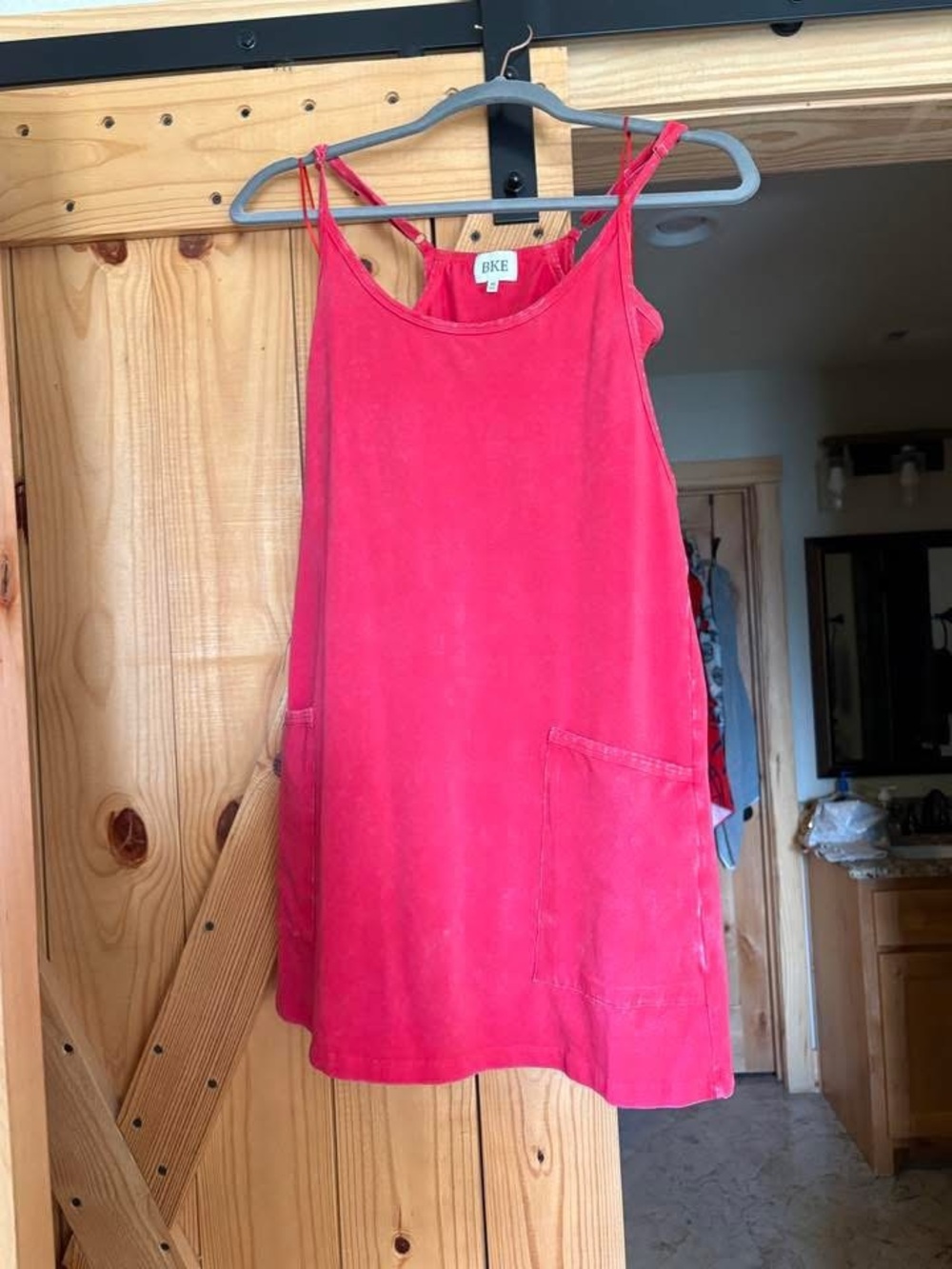 BKE Hot Pink Sleeveless Pocket Tunic Dress